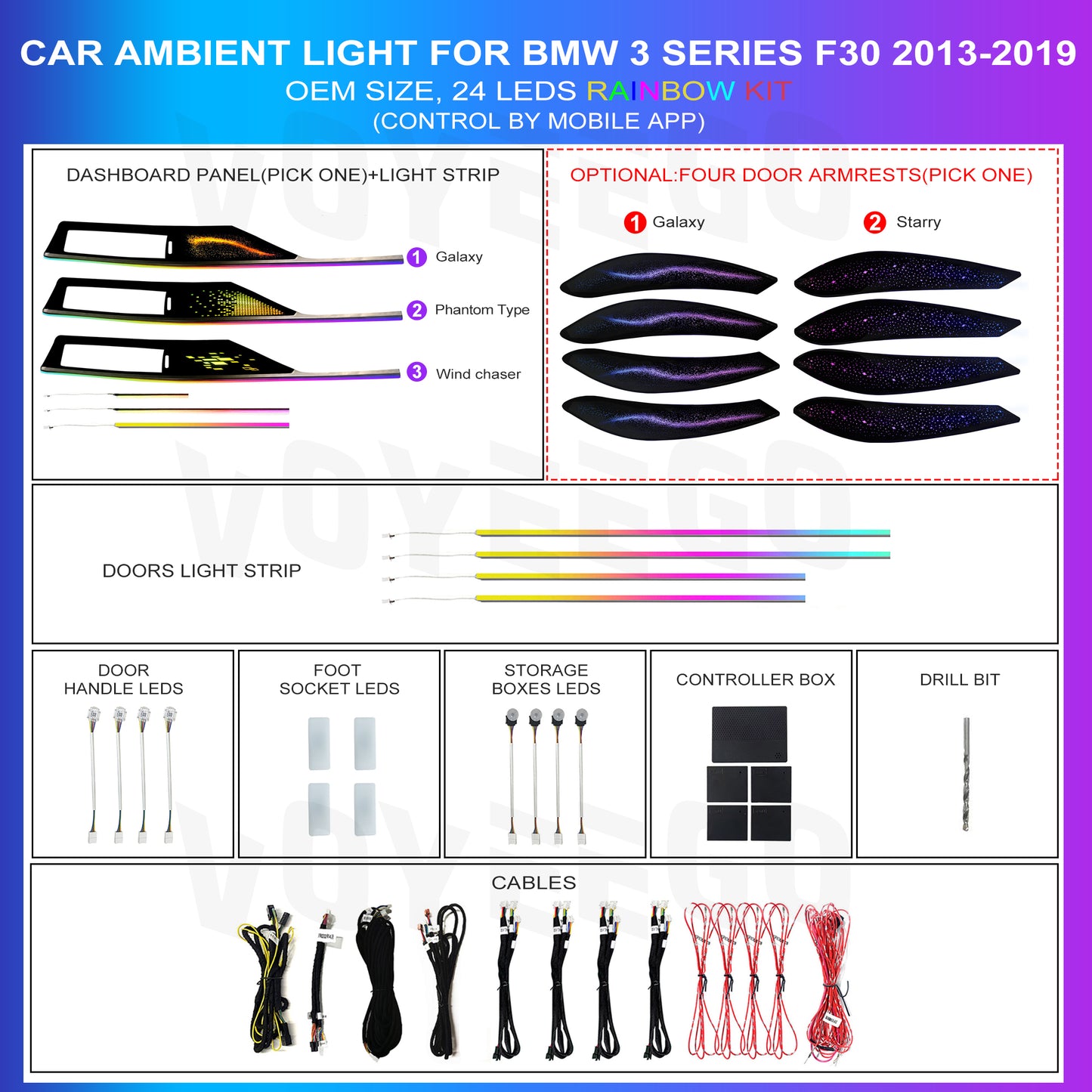 3 Series 4 Series F30 F31 F33 Ambient Lighting Kit Panel Types Leds