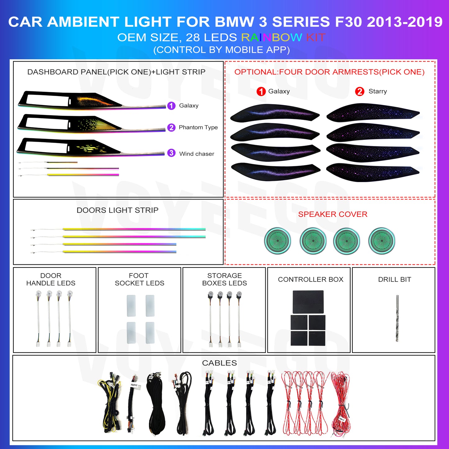 3 Series 4 Series F30 F31 F33 Ambient Lighting Kit Panel Types Leds