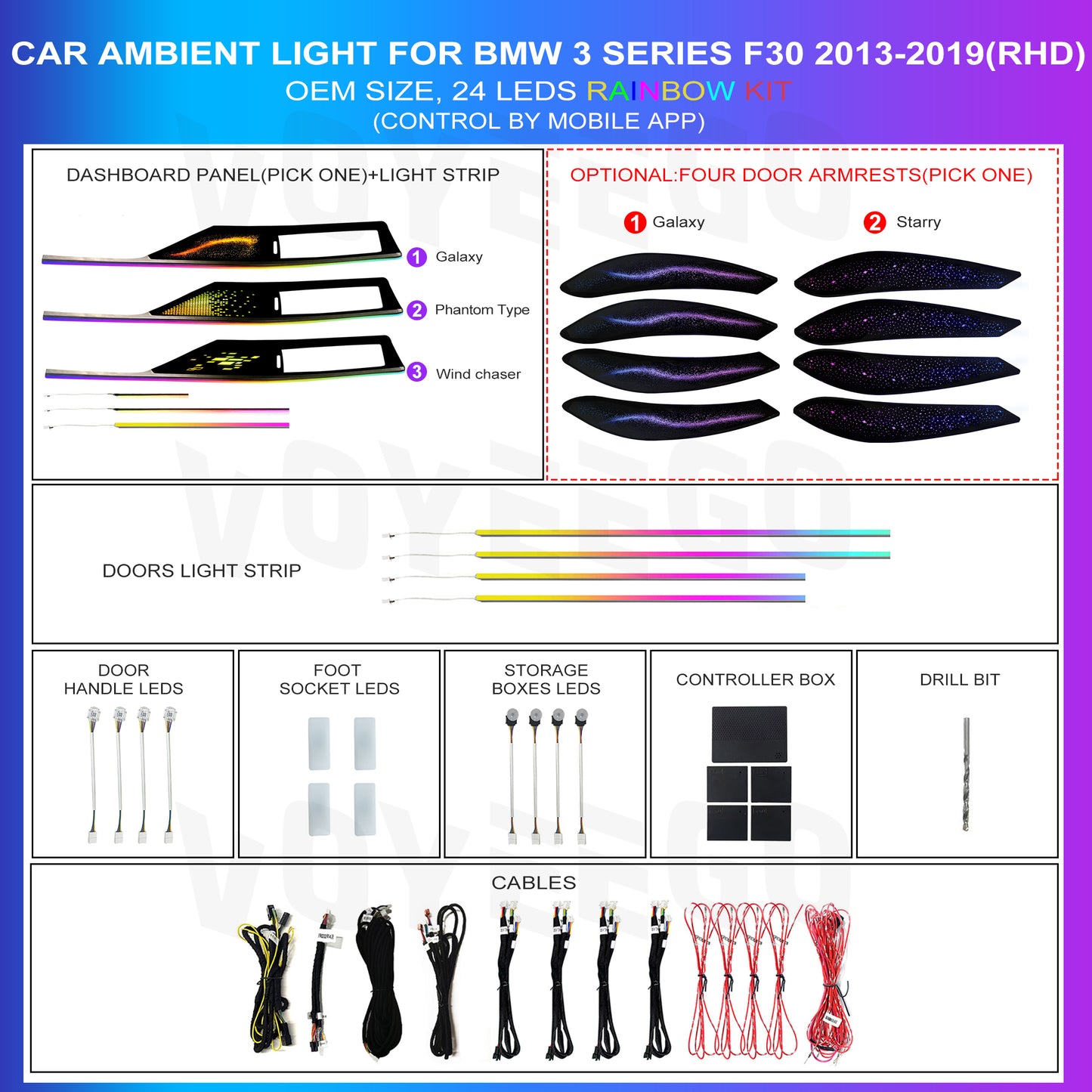 Right Hand Drive 3 Series 4 Series F30 F31 F33 Ambient Lighting Kit Panel Types Leds