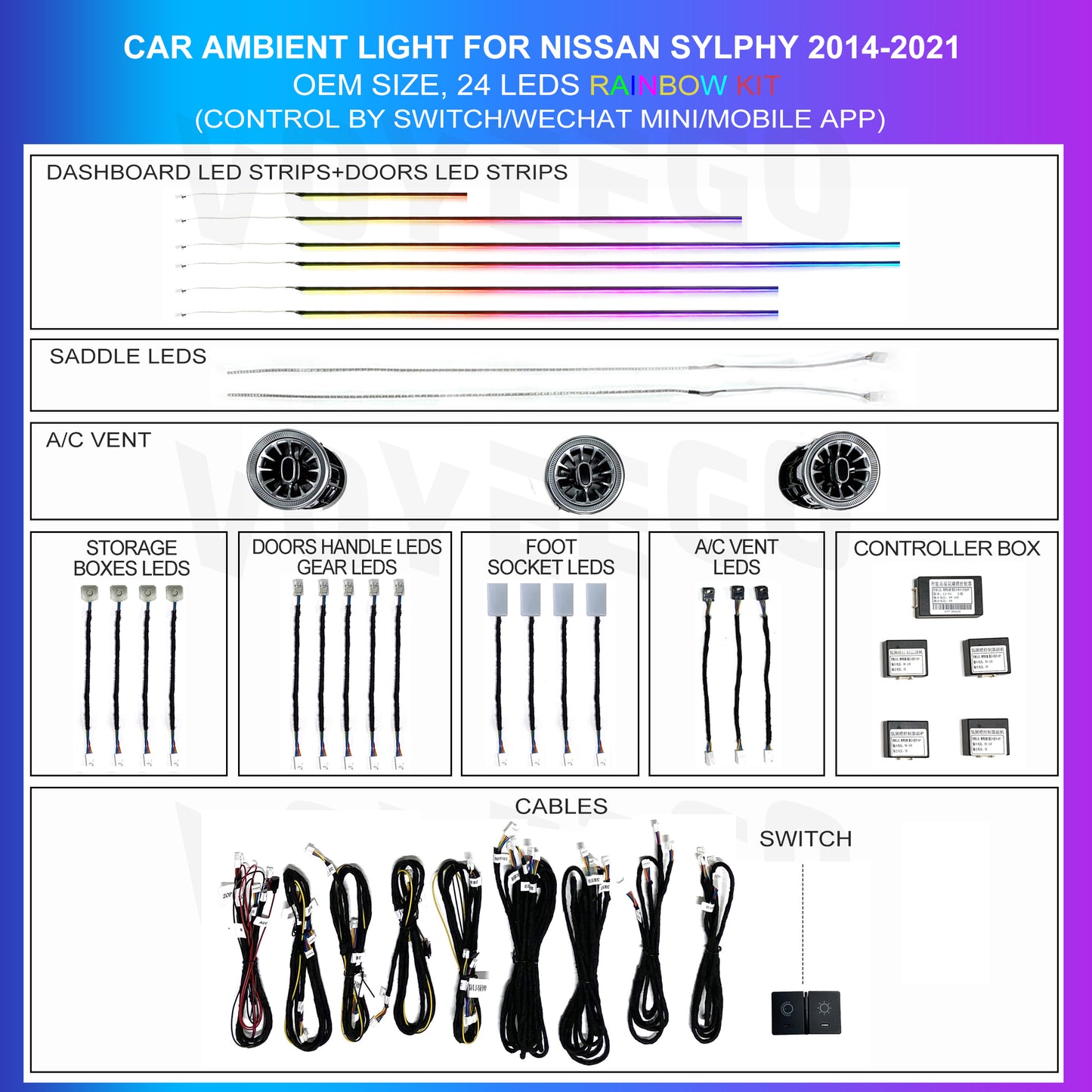 Sylphy 2014- 2021 Ambient Lighting Interior Retrofit | Rainbow