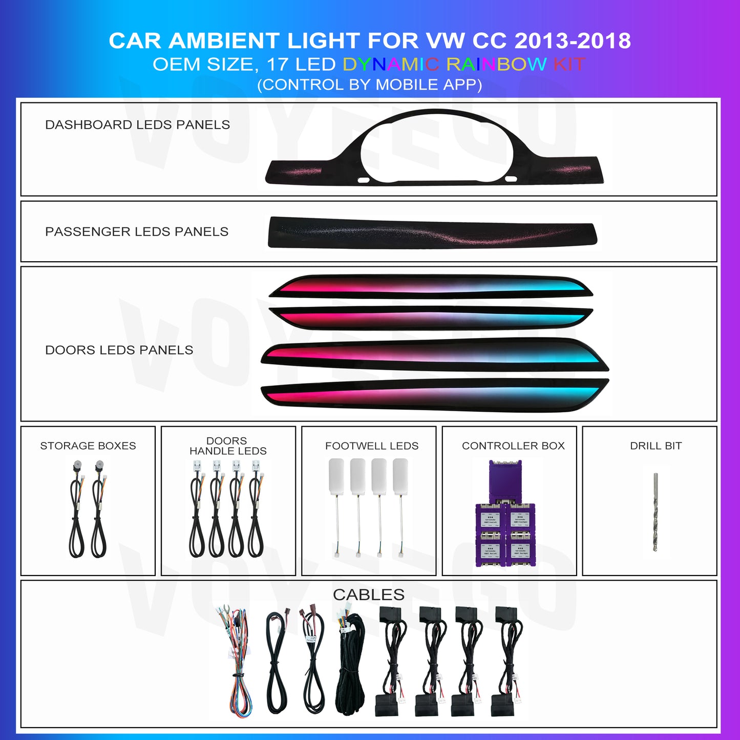 CC 2013-2018 Ambient Lighting Door Trim Upgrade | Dynamic Rainbow 16 Leds