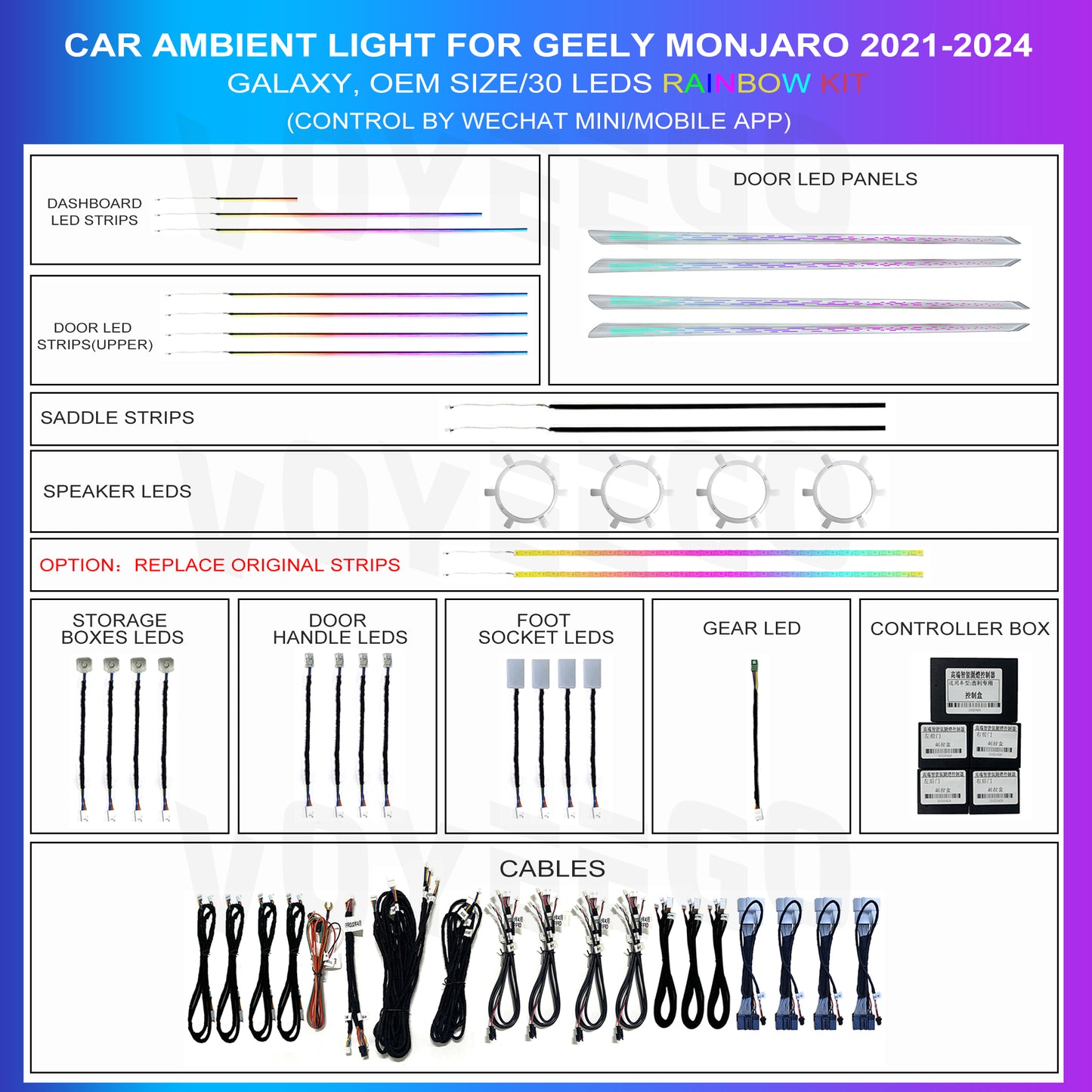 Geely Monjaro 2021-2024 Ambient Light 30 Leds | Galaxy Patterns