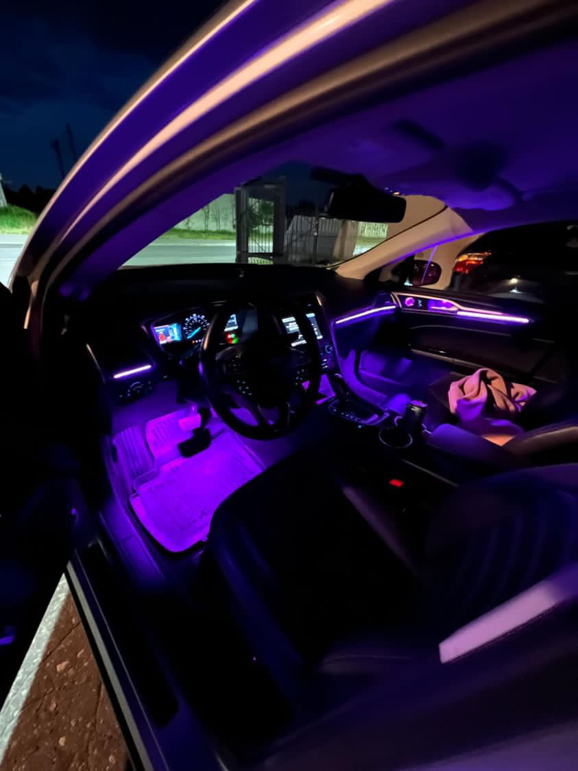 night view of ford mondeo fusion installed with customized interior ambient lighting kit