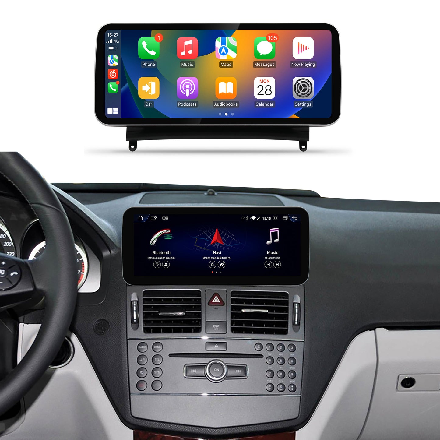12.3 Inch C Class W204 NTG 4.0 Mercedes Android Auto Screen | Wireless Carplay
