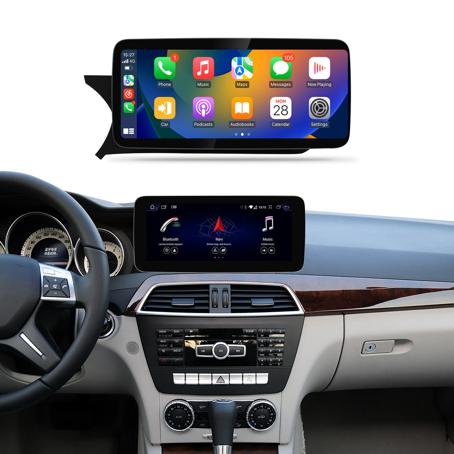 10.25 Inch NTG4.5 C Class W204 LHD Mercedes Android Auto Screen | Wireless Carplay