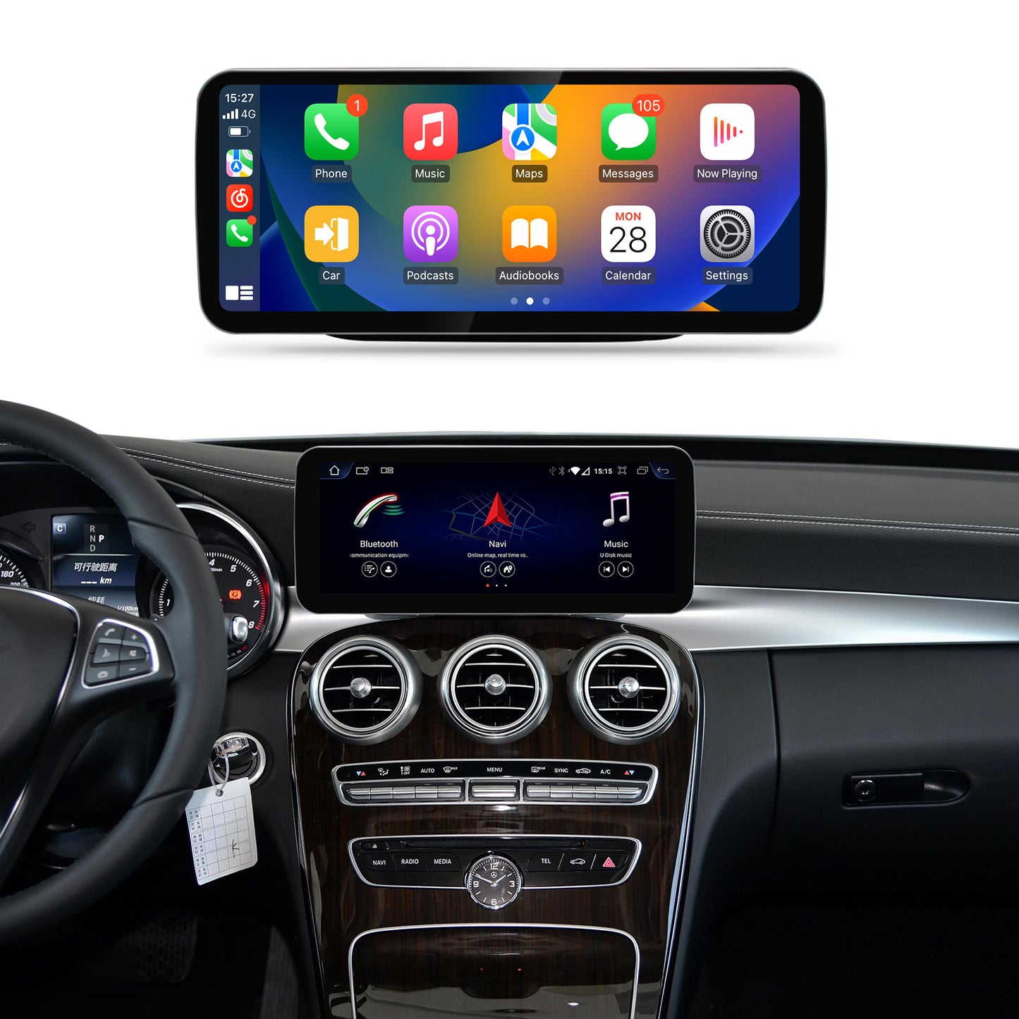 12.3'' C Class W205 GLC 2019-2020 Mercedes Android Auto Screen | Online Video