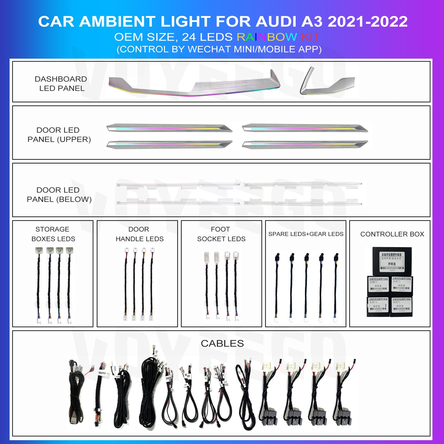 A3 2021-2022 64 Colors Ambient Lighting 24 Leds | Matte Silver