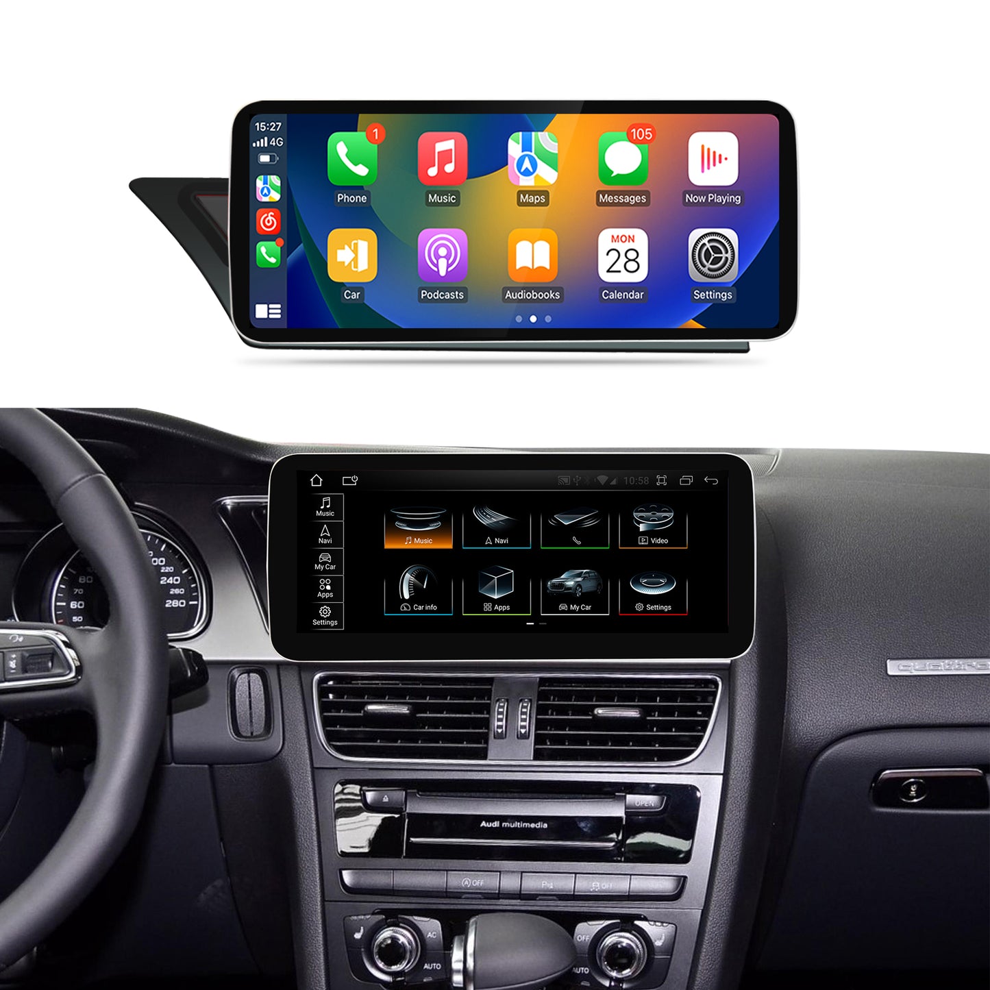 12.3" A4 A5 2008-2016 LHD Audi Android Screen | Touchable | Wireless Carplay