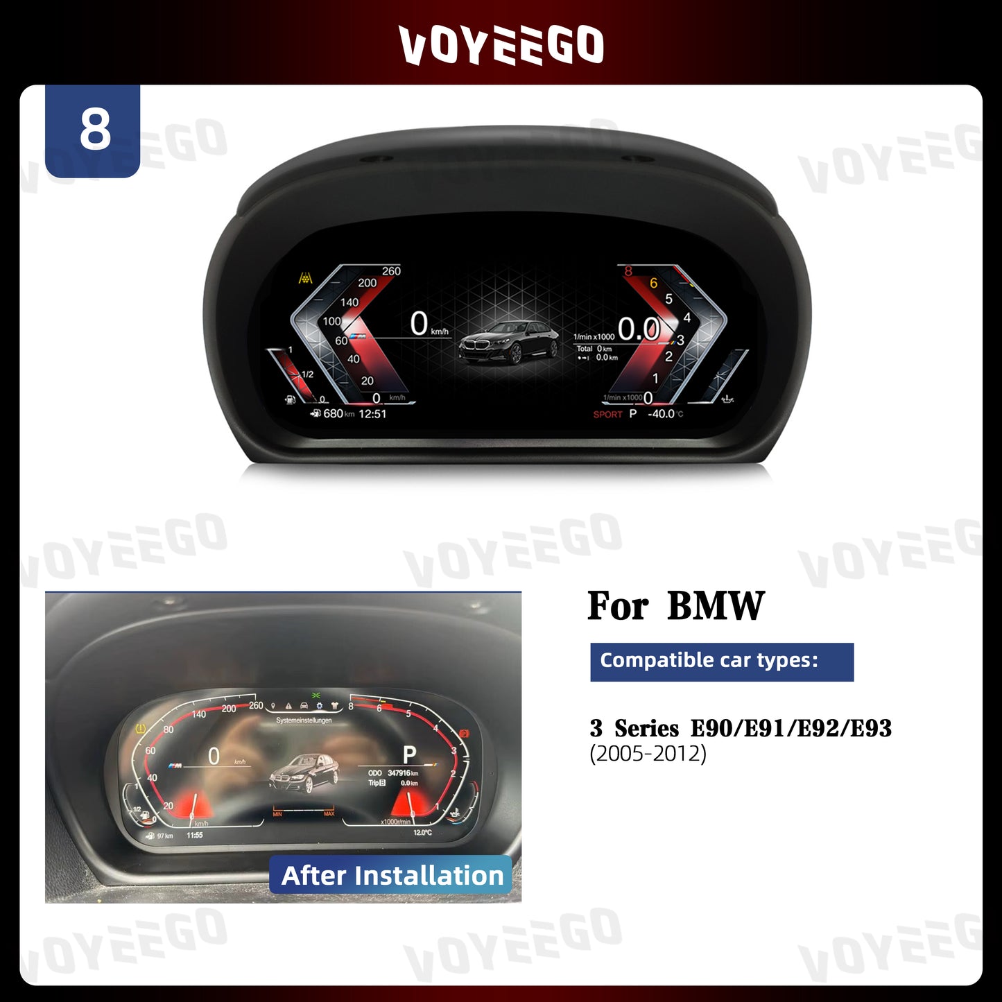 3 Series E90 E91 E92 E93 2005-2012 Digital LCD Cluster