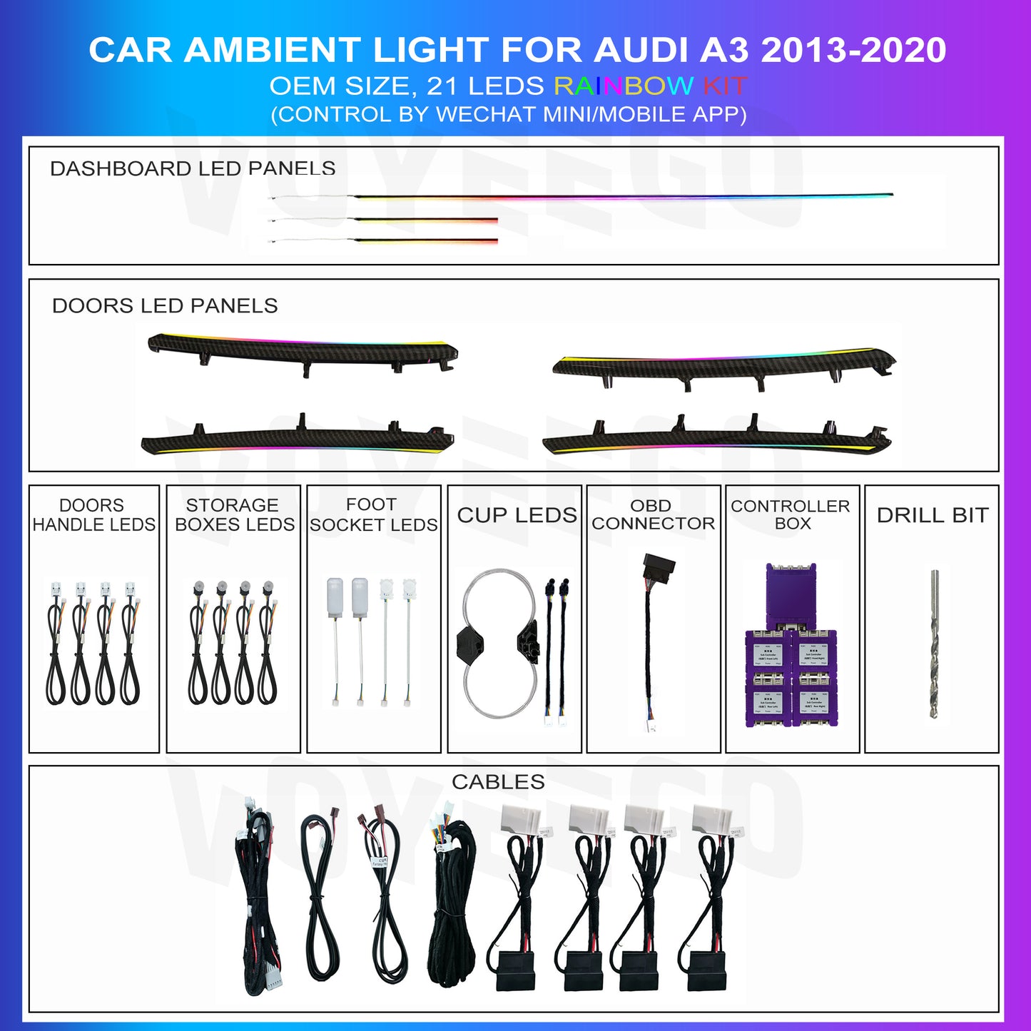 A3 2013-2020 Panel Ambient Lighting | Rainbow