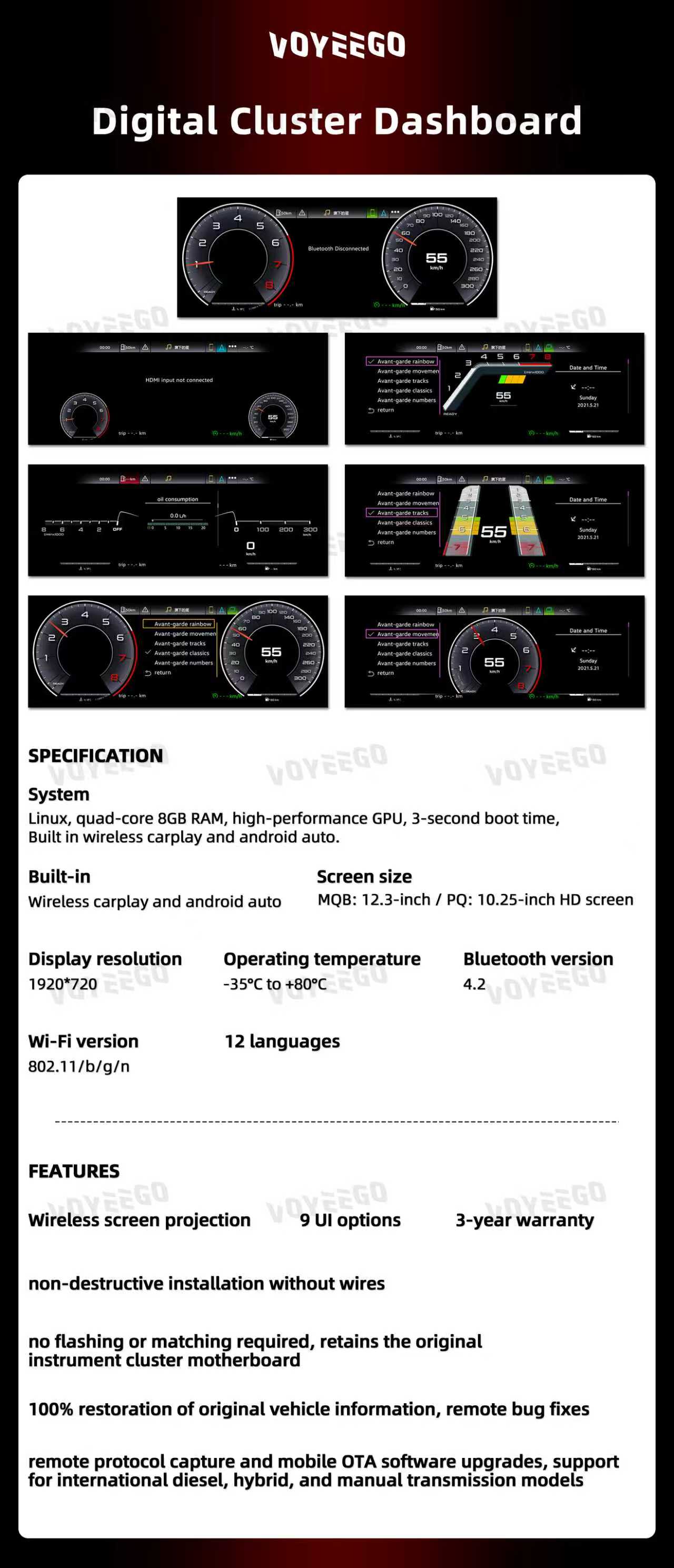 TT TTS SPORT-TT RS Digital LCD Cluster