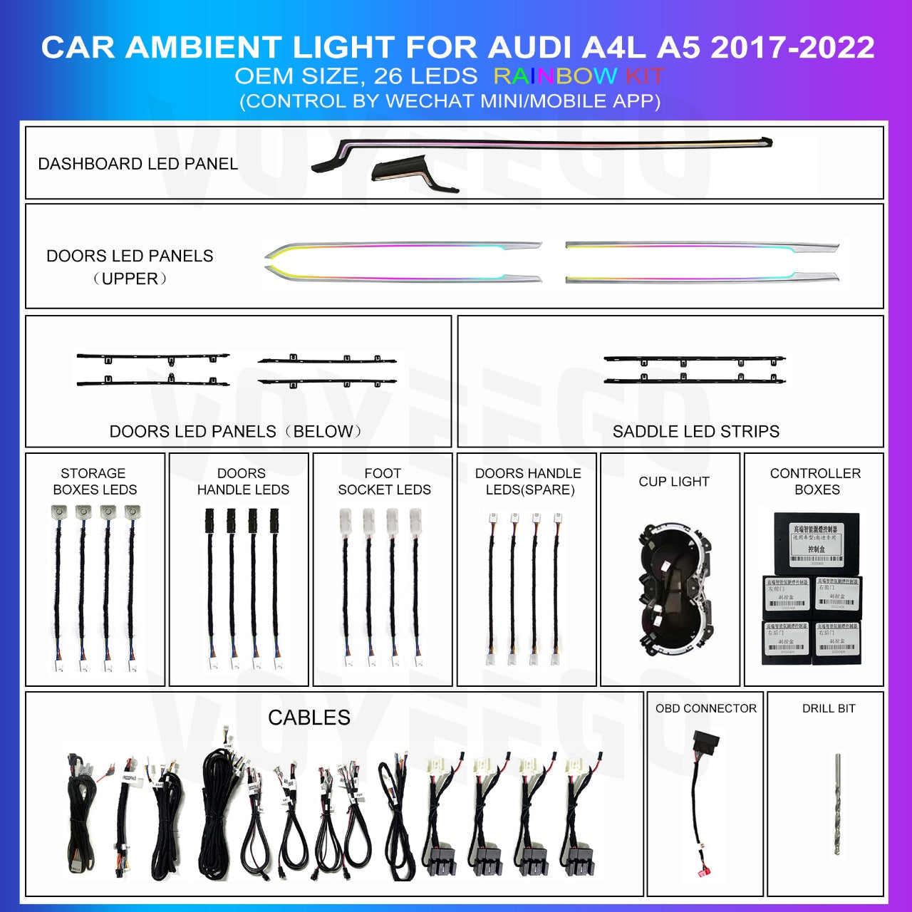 A4 B9 2017-2023 OEM Dynamic Ambient Lighting Kit | Rainbow