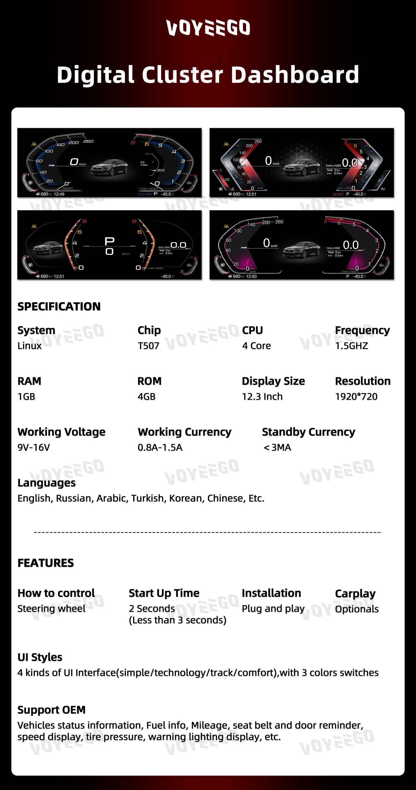 X5 E70 2006-2013 CIC CCC Digital LCD Cluster Retrofit