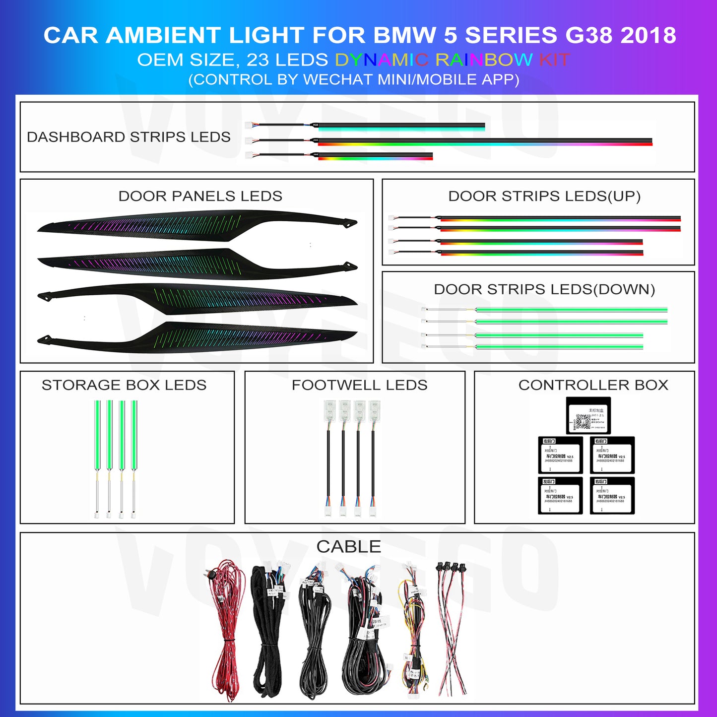 5 Series G30 G38 2018 Ambient Lighting Interior 21 Leds Rainbow Kit