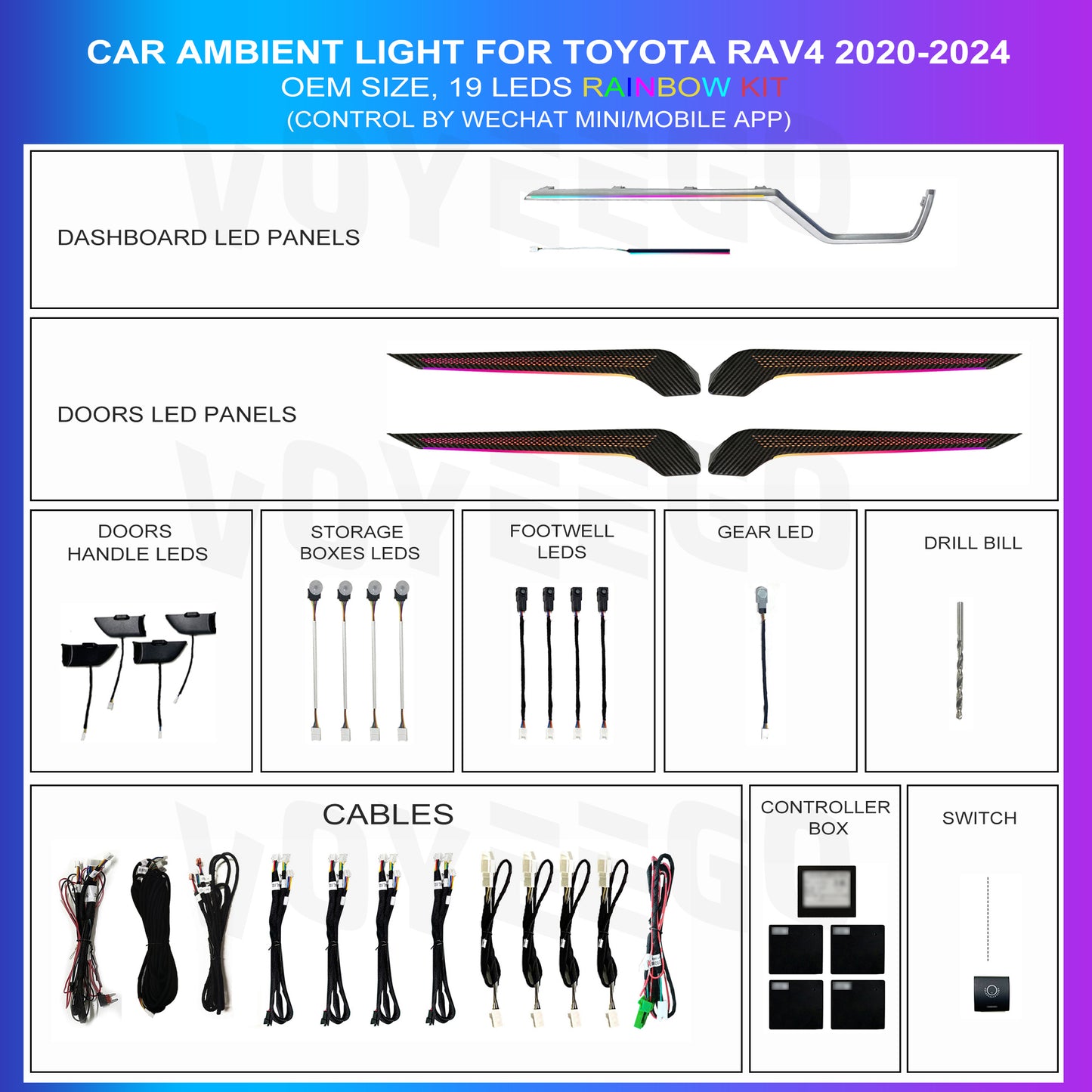 RAV4 2020-2021 Ambient Lighting | Carbon Fiber Rainbow