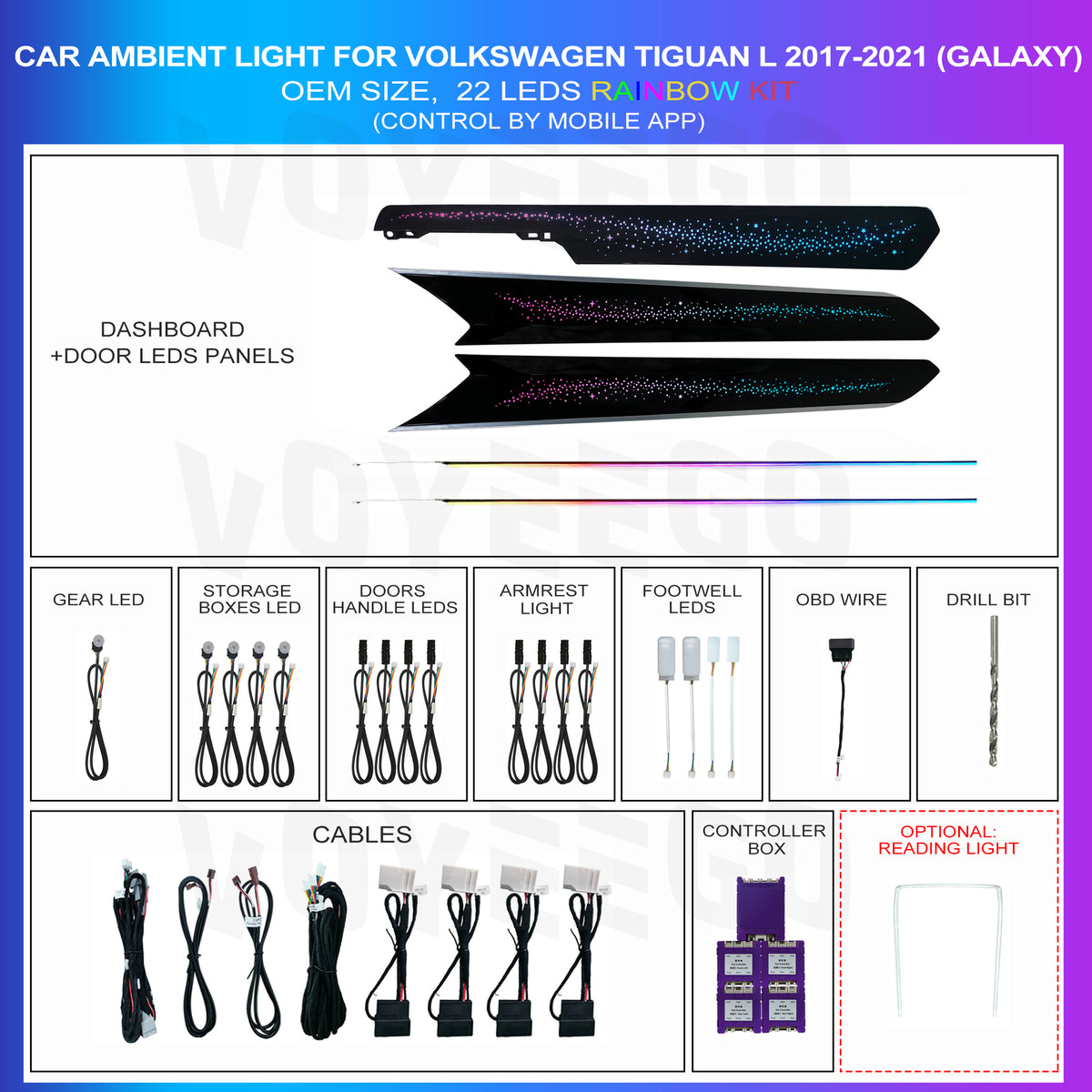 Tiguan L 2017-2021 Ambient Lighting Rainbow Kit | Dynamic Pattern