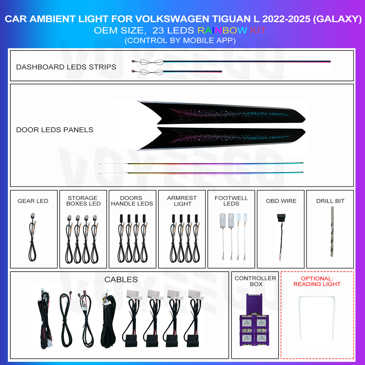 Tiguan L 2022-2024 Ambient Lighting 18 Leds | Dynamic & Galaxy Rainbow