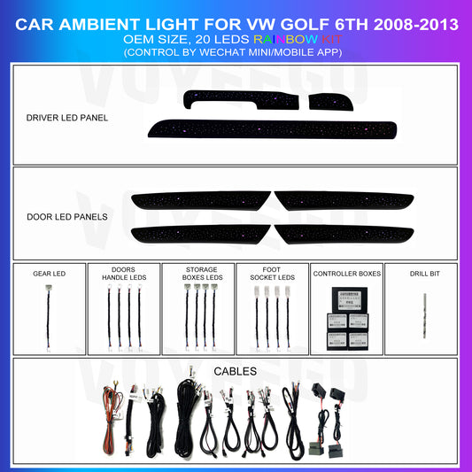 Car Interior Golf 6TH 2008-2013 Ambient Lighting | Galaxy Rainbow