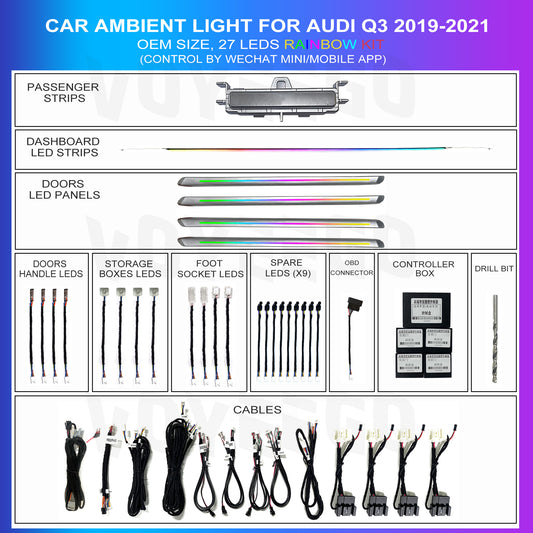 Q3 2019-2021 Ambient Lighting 27 Leds Rainbow Kit