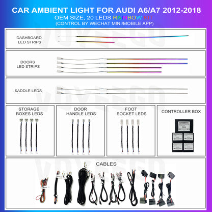 A6 RS6 C7 2012-2018 27 Leds Ambient Lighting | Carbon Pattern | Full Trim Type