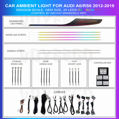 A6 RS6 C7 2012-2018 27 Leds Ambient Lighting | Carbon Pattern | Full Trim Type