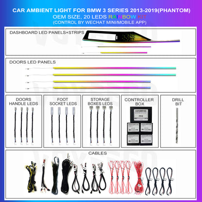 3 Series 4 Series F30 F31 F33 Ambient Lighting Kit Panel Types Leds