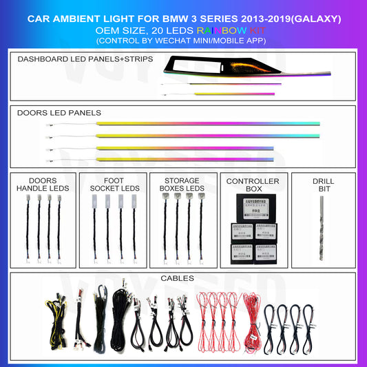 3 Series 2013-2019 Trim Ambient Lighting 20 Leds Galaxy Pattern