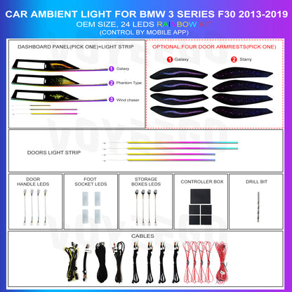 3 Series 4 Series F30 F31 F33 Ambient Lighting Kit Panel Types Leds