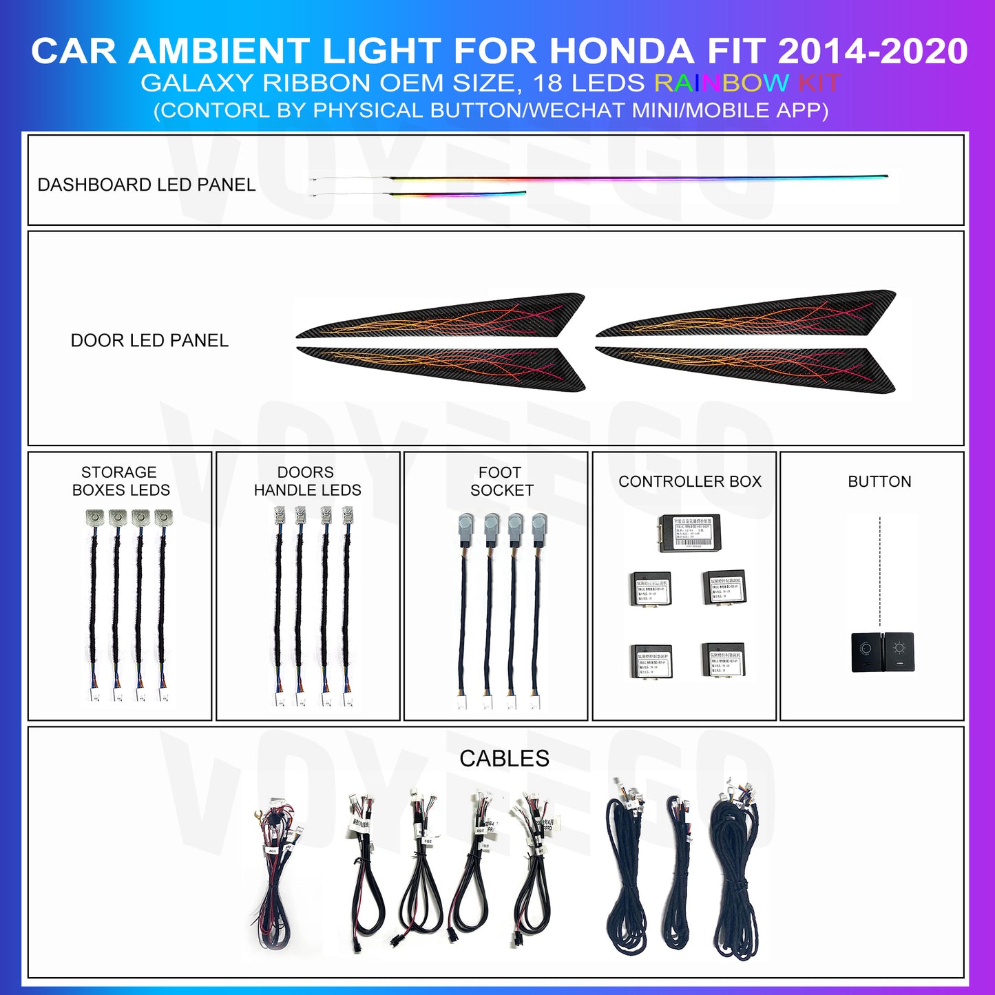 Fit 2014-2020 Ambient Lighting Interior Kit | Galaxy Pattern