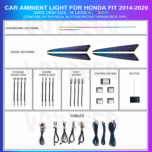 Fit 2014-2020 Ambient Lighting Interior Kit | Grid Pattern