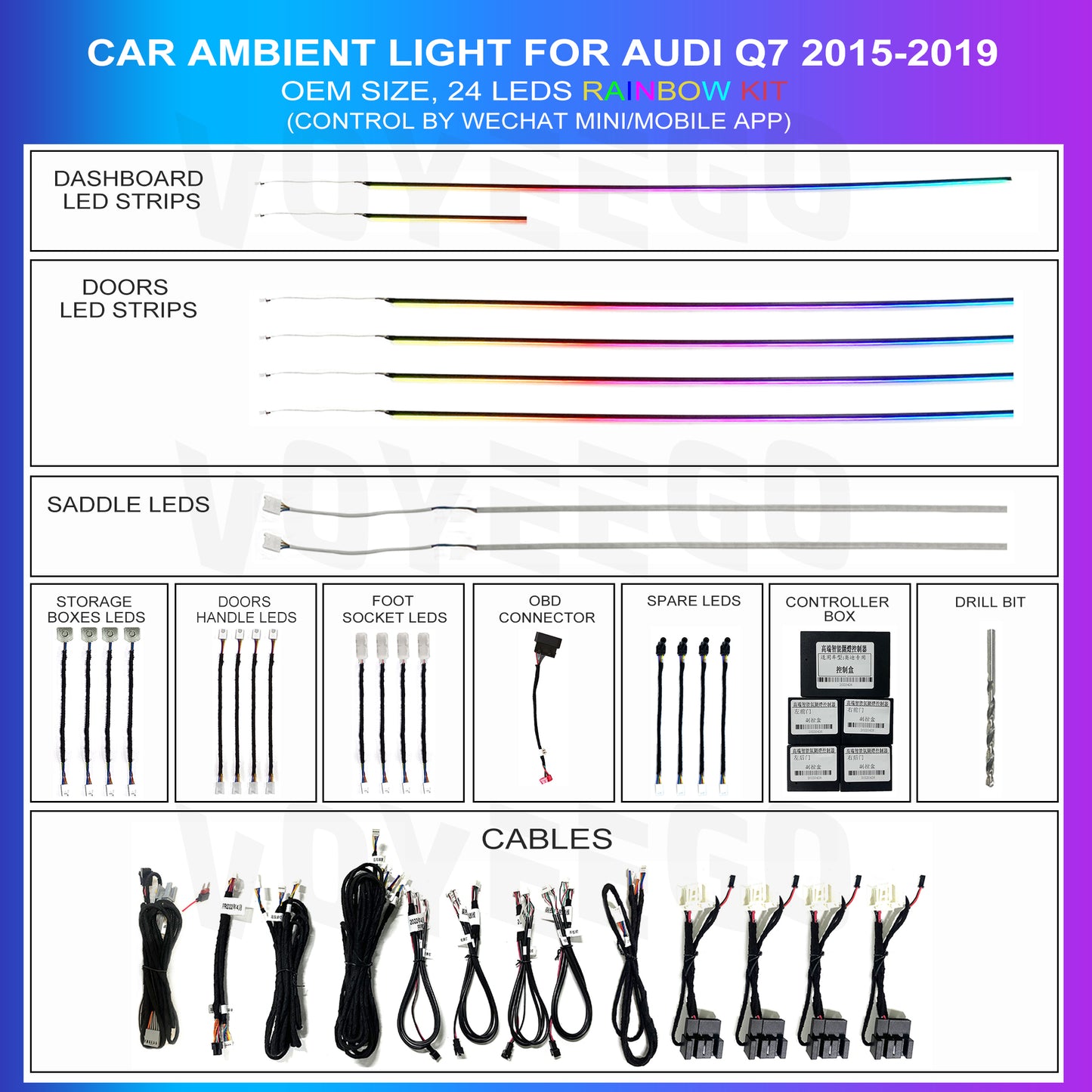 Q7 2015-2019 Ambient Lighting Decorative Kit | Rainboow