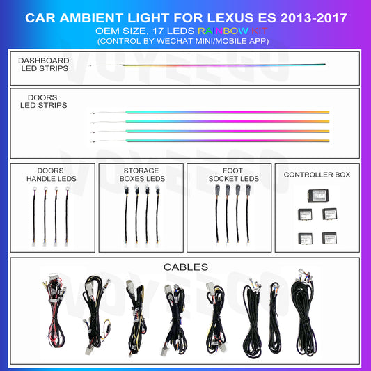 ES 2013-2017 Car LED Interior Strip Ambient Lighting | Rainbow