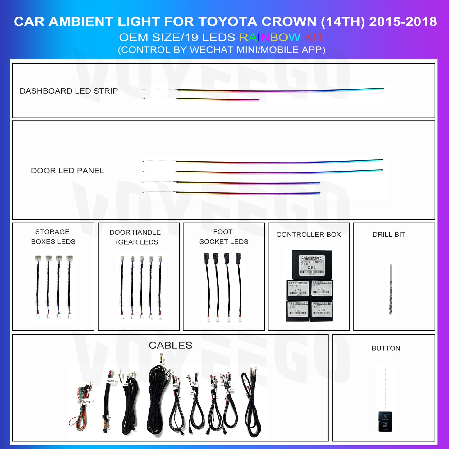 Crown 14th 2015-2018 Ambient Lighting 19 Leds | Rainbow