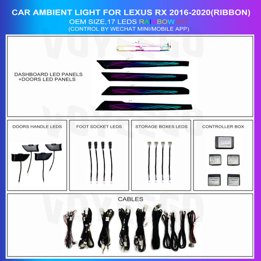 RX 2016-2022 Ambient Lighting Ribbon Kit | Rainbow