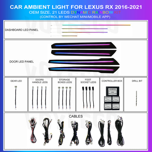 RX 2016-2021 Interior Ambient Lighting 21 Leds Kit | Dynamic Rainbow