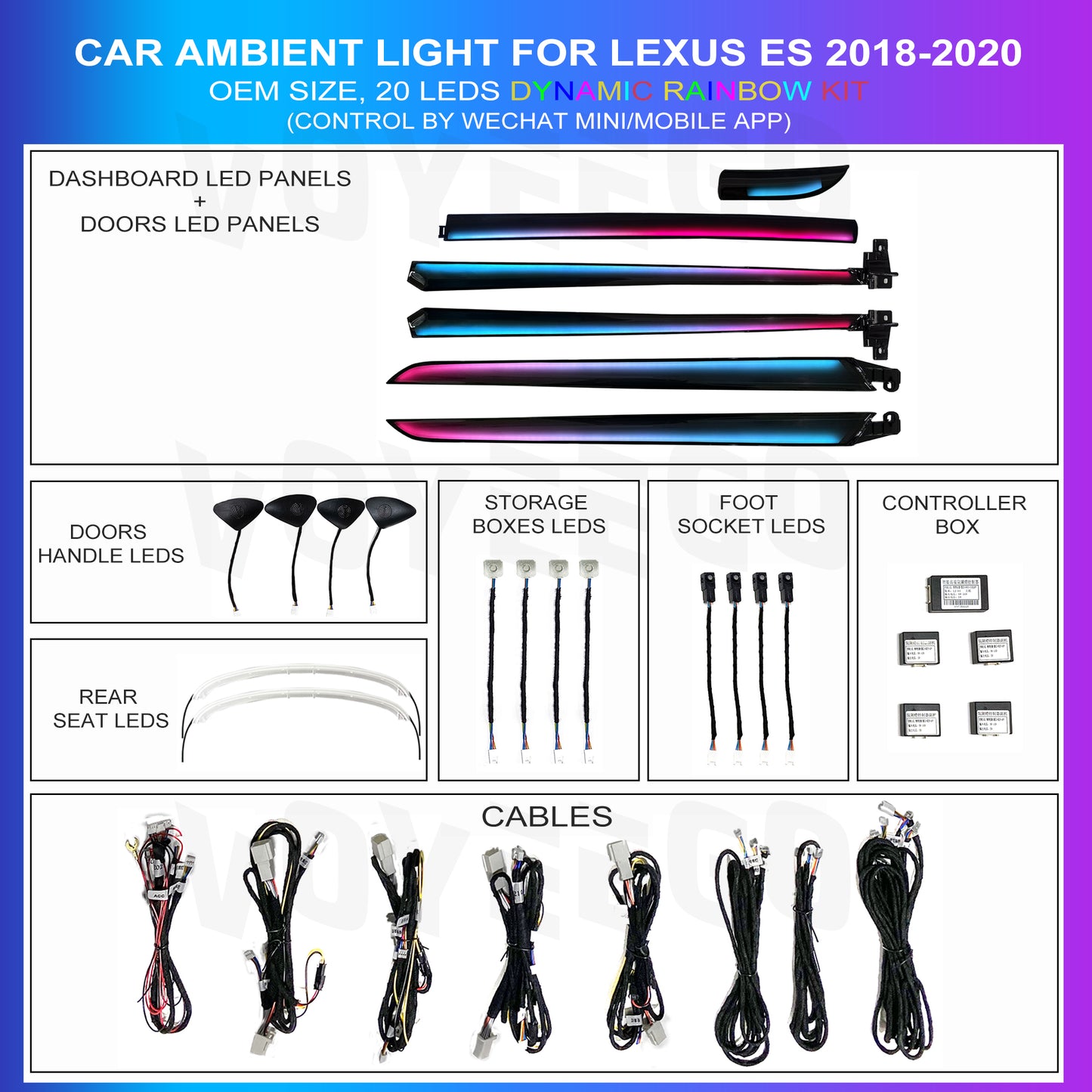ES 2018-2020 Ambient Lighting Interior | Dynamic Rainbow