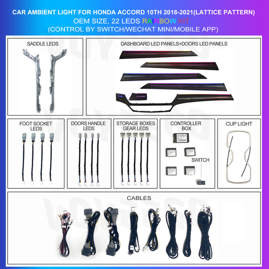 Civic 2018-2022 Ambient Lighting 22 Leds Kit | Lattice Pattern