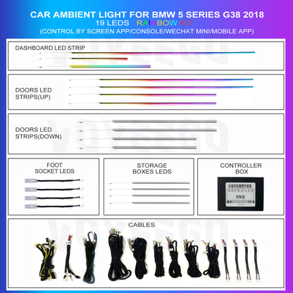 5 Series G30 G38 2018 Ambient Lighting Kit | 19 LEDs Strips Type