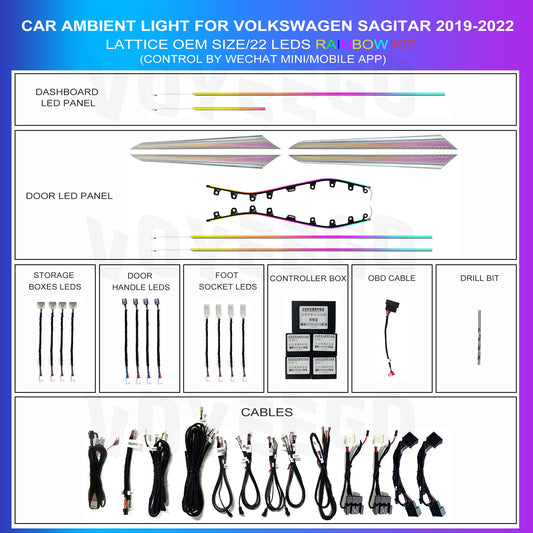 Sagitar 2019-2022 Ambient Lighting Rainbow Kit | Lattice Pattern