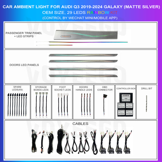 Q3 2019-2024 Ambient Lighting Interior | Matte Sliver Galaxy Patern