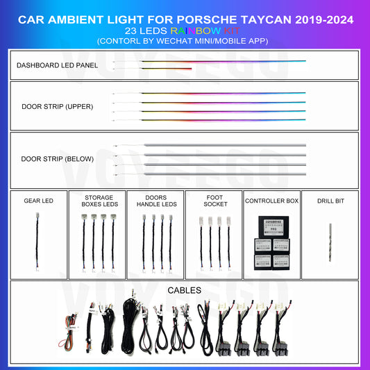 Taycan 2019-2024 Ambient Lighting Interior Kit | 23 Leds