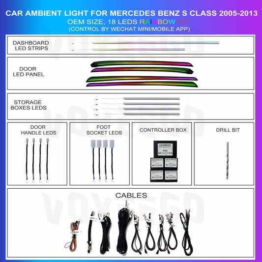 S Class 2005-2013 W221 Upgrade to W222 Ambient Lighting Kit | Dynamic Rainbow