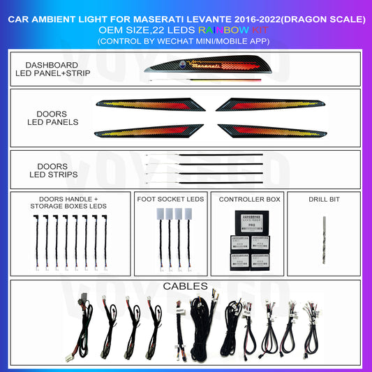 Maserati Levante 2016-2022 Ambient Lighting Panel Trim Led | Dragon Scale Patterns