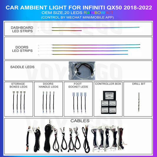 Infiniti QX50 2018-2022 Ambient Lighting Grid Rainbow