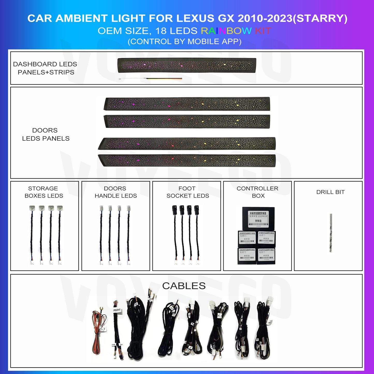 GX 2010-2023 Ambient Lighting Full Interior Kit | Starry 18 Leds