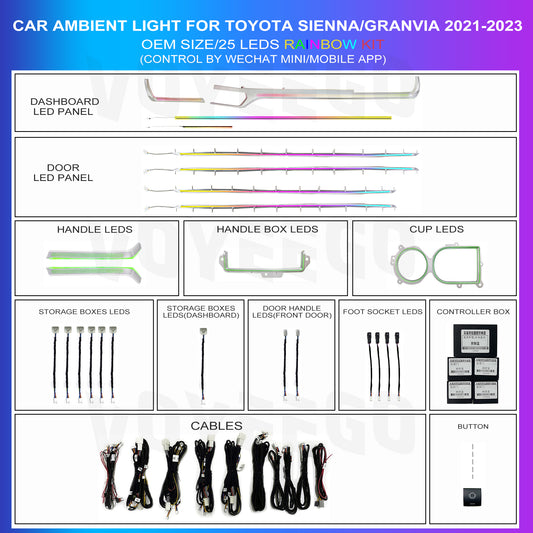 Sienna 2021-2023 Ambient Lighting Interior Kit | Rainbow