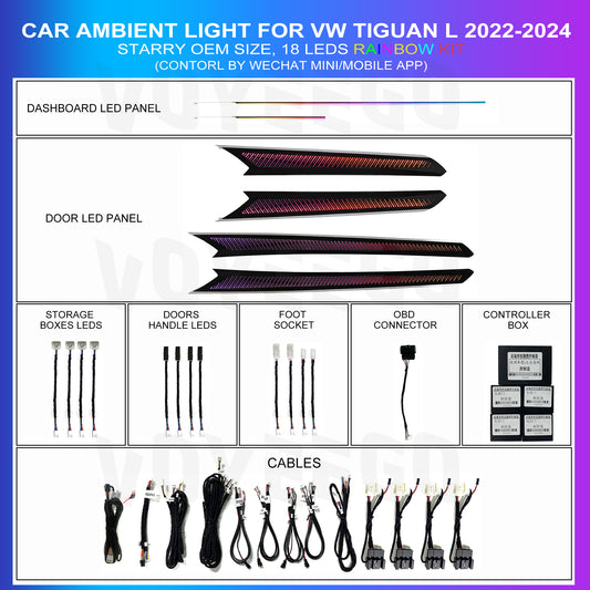 Tiguan L 2022-2024 Ambient Lighting 18 Leds | Starry Rainbow