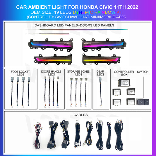 Civic 11TH 2022 Ambient Lighting | Dynamic Rainbow