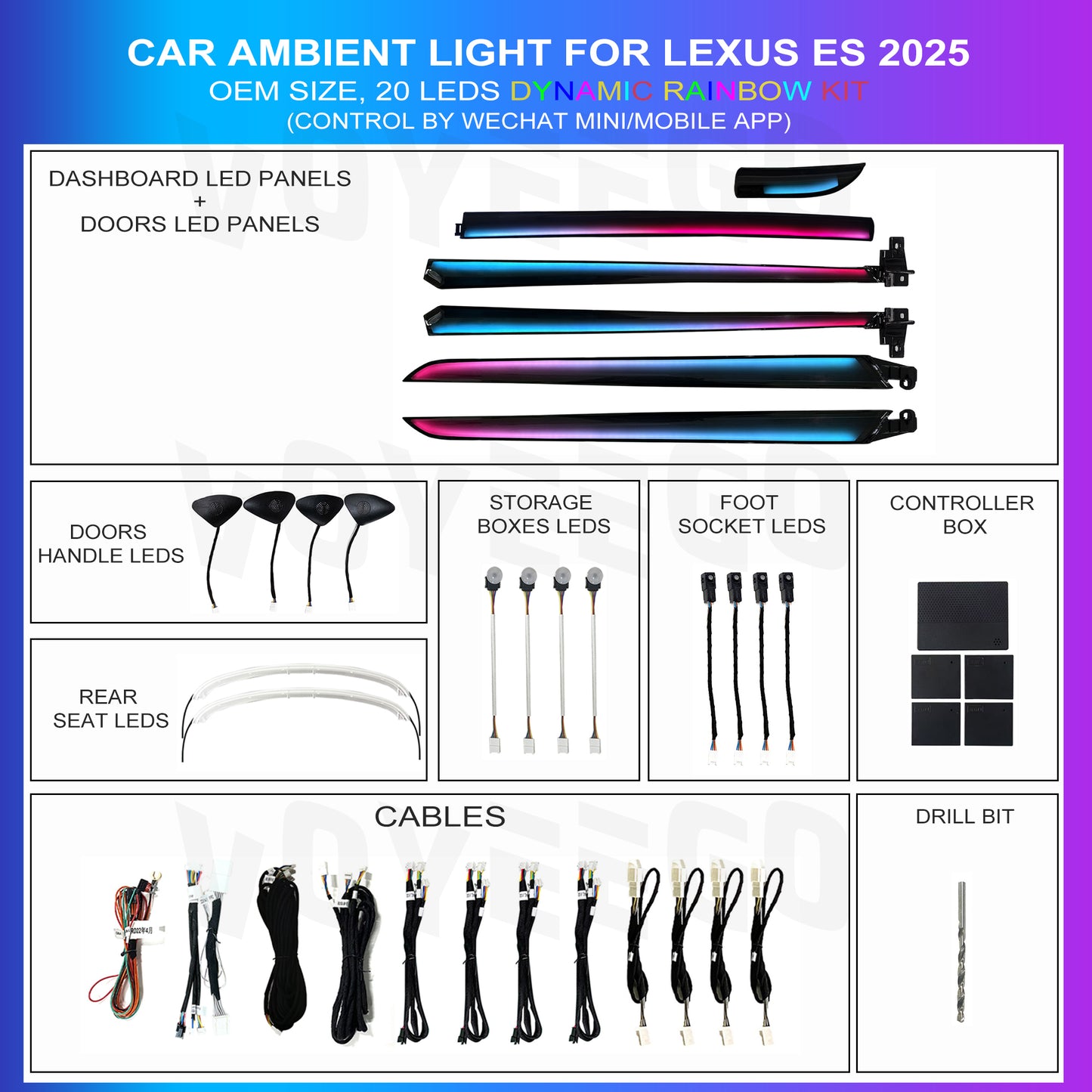 ES 2025 Premium Panel OEM Size Ambient Lighting Kit | Dynamic Rainbow