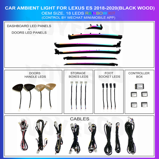 ES 2018-2020 Ambient Lighting Interior 18 Leds | Black Wood